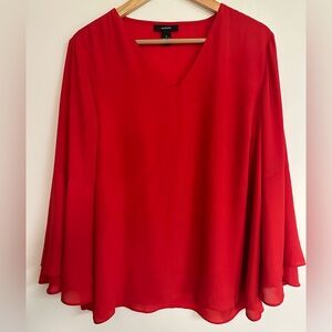 Alfani Vibrant Red V-Neck Blouse
